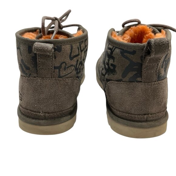 UGG Neumel Street Graffiti Boots Slate Womens 10 Orange Shearling Lined Lace Up - Picture 3 of 16